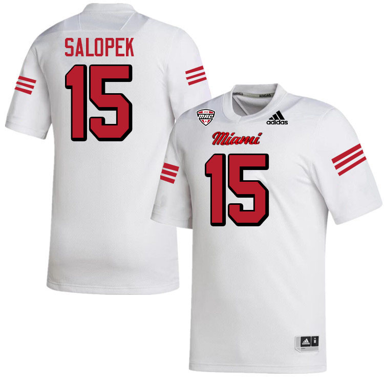 Miami University Redhawks #15 Matt Salopek College Football Jerseys Stitched-White